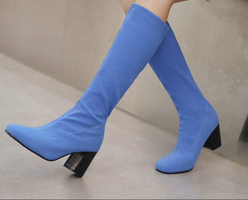 Women's Stretchy Over-the-Knee Boots | Chunky Platform High Heel