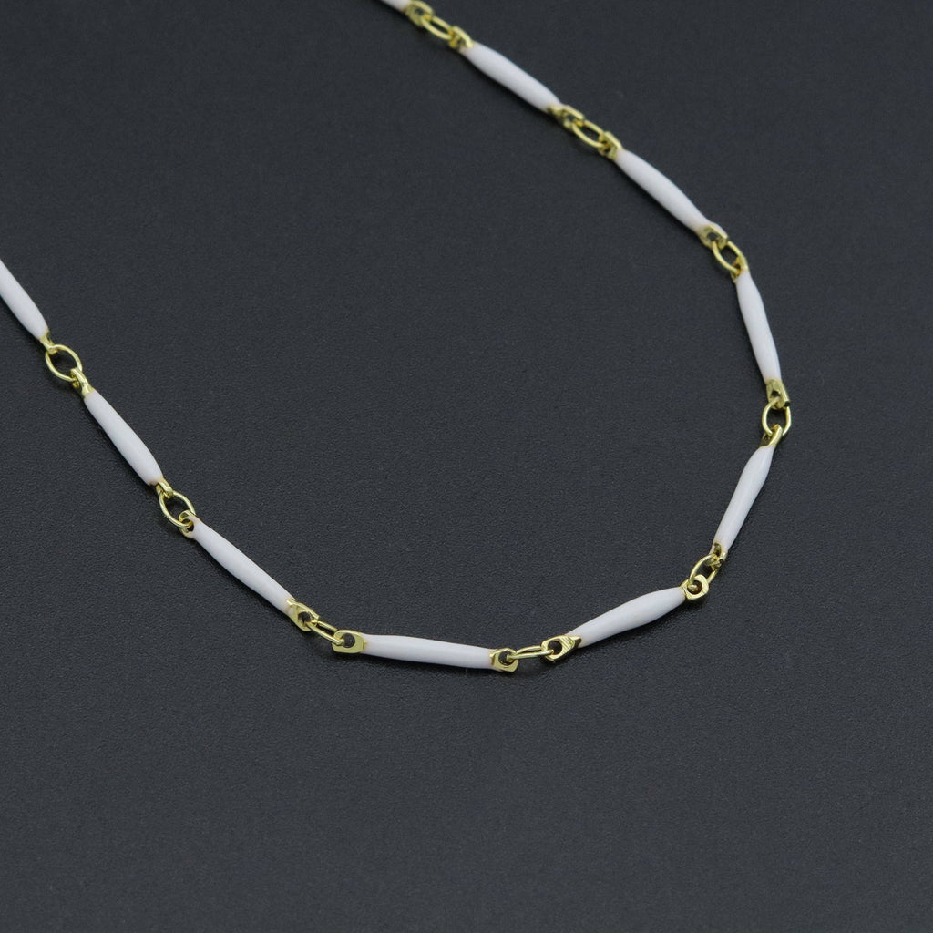 Hand made Dainty Long bar Enamel Metal chain necklace, EF589