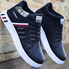 Load image into Gallery viewer, Men's Mid-Top Casual Athletic Sneakers - Synthetic PU Leather Lace-Up Shoes
