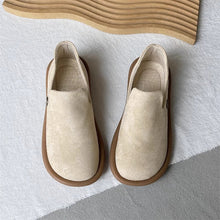 Load image into Gallery viewer, Women's Vintage Suede Slip-On Pumps | Low Heel Round Toe Dress Shoes | Creamy White &amp; Black