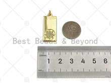 Load image into Gallery viewer, CZ Micro Pave Butterfly Moon Five Point Star North Star On Rectangle Pendant,CZ Medallion Charm, Necklace Bracelet Charm,12x28mm, Sku#LK278