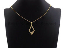 Load image into Gallery viewer, CZ Micro Pave Hollow out Rhombus Shape Pendant, Rhombus Frame Shape Pendant Charm, Earrings Necklace Bracelets Making Charm,20x45mm, sku #X3
