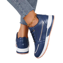 Load image into Gallery viewer, Women's Color-block Lace-up Mid-cut Shoes | Synthetic Leather Upper | Mid Heel | Casual Style