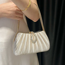 Load image into Gallery viewer, Satin Pleated Evening Bag for Women – Elegant Clutch Purse | Apricot &amp; Black