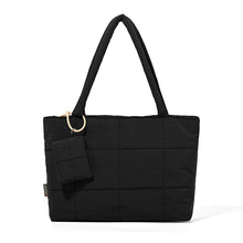 Load image into Gallery viewer, Women's Plaid Patchwork Tote Bag | Solid Color Shoulder Bag for Everyday Use