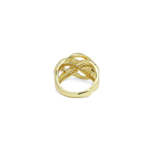 Load image into Gallery viewer, CZ Twisted Criss Cross Oval Adjustable Ring, Sku#A323