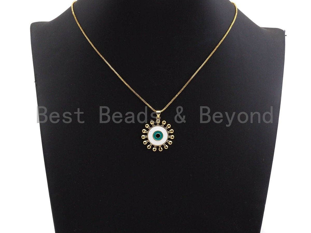 Enamel Colorful Sunflower Evil Eye Round Pendant,CZ Micro Pave Oil Drop pendant,Enamel pendant,Enamel Jewelry,26x27mm,sku#F974