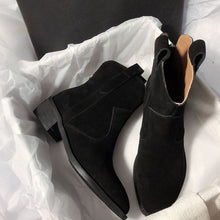 Load image into Gallery viewer, Women's Chunky Heel Ankle Boots – Slip-On Mid-Calf Block Heel Boots