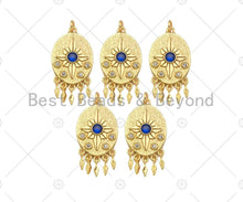 Load image into Gallery viewer, Gold Filled Cobalt CZ Micro Pave North Star On Oval Shape Pendant, 18K Gold Filled Medallion Charm, Necklace Bracelet Charm,16x26mm,Sku#L568