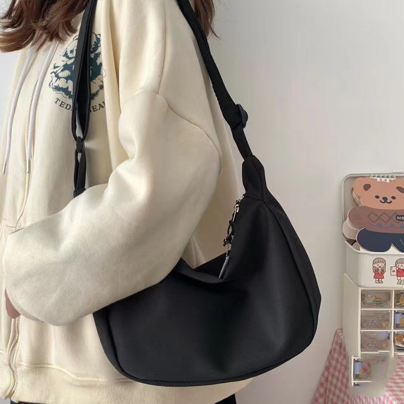 Women's Waffle Weave Shoulder & Crossbody Bag – Dumpling Shape with Puppy Charm