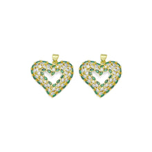 Load image into Gallery viewer, Green Clear Baguette CZ Heart Charm, Sku#LK943