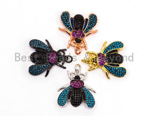 Load image into Gallery viewer, FLY Inspired  Charm, CZ Micro Pave Multi Color Insect Pendant, Cubic Zirconia Pendant,Gold/Rose Gold/Silver/Black,22x23mm,SKU#F443