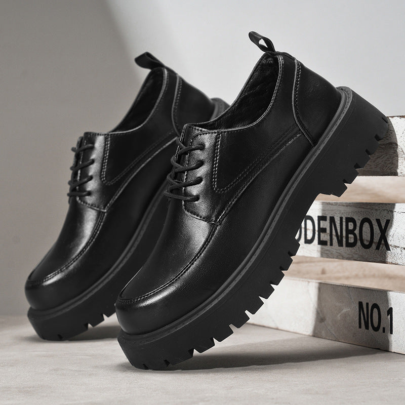 Men's British-Style Dress Shoes | Soft PU Leather Round Toe Height-Increasing Casual Shoes