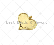 Load image into Gallery viewer, 18K Dainty Gold Fissure On Heart Shape Pendant,Gold Medallion Charm, Necklace Bracelet Charm Pendant, 23x20mm, Sku#L557