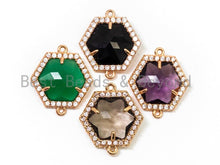 Load image into Gallery viewer, Hexagon Bezel Connector with Faceted Glass,sku#A80