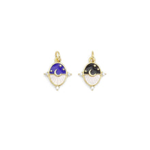 Load image into Gallery viewer, Gold Mop black white  Cresent Moon Star Oval Charm, Sku#LX286