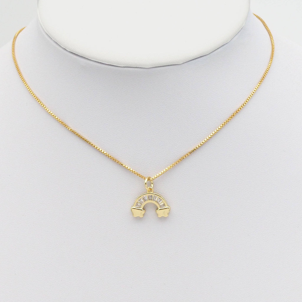 Clear CZ Gold Rainbow Shape Charm, Sku#LX222