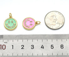 Load image into Gallery viewer, CZ Pave Enamel Smiley Face Charm, Sku#F1519C