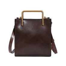 Load image into Gallery viewer, Vintage Full-Grain Leather Crossbody Bag | Small Square Cowhide Handbag for Women
