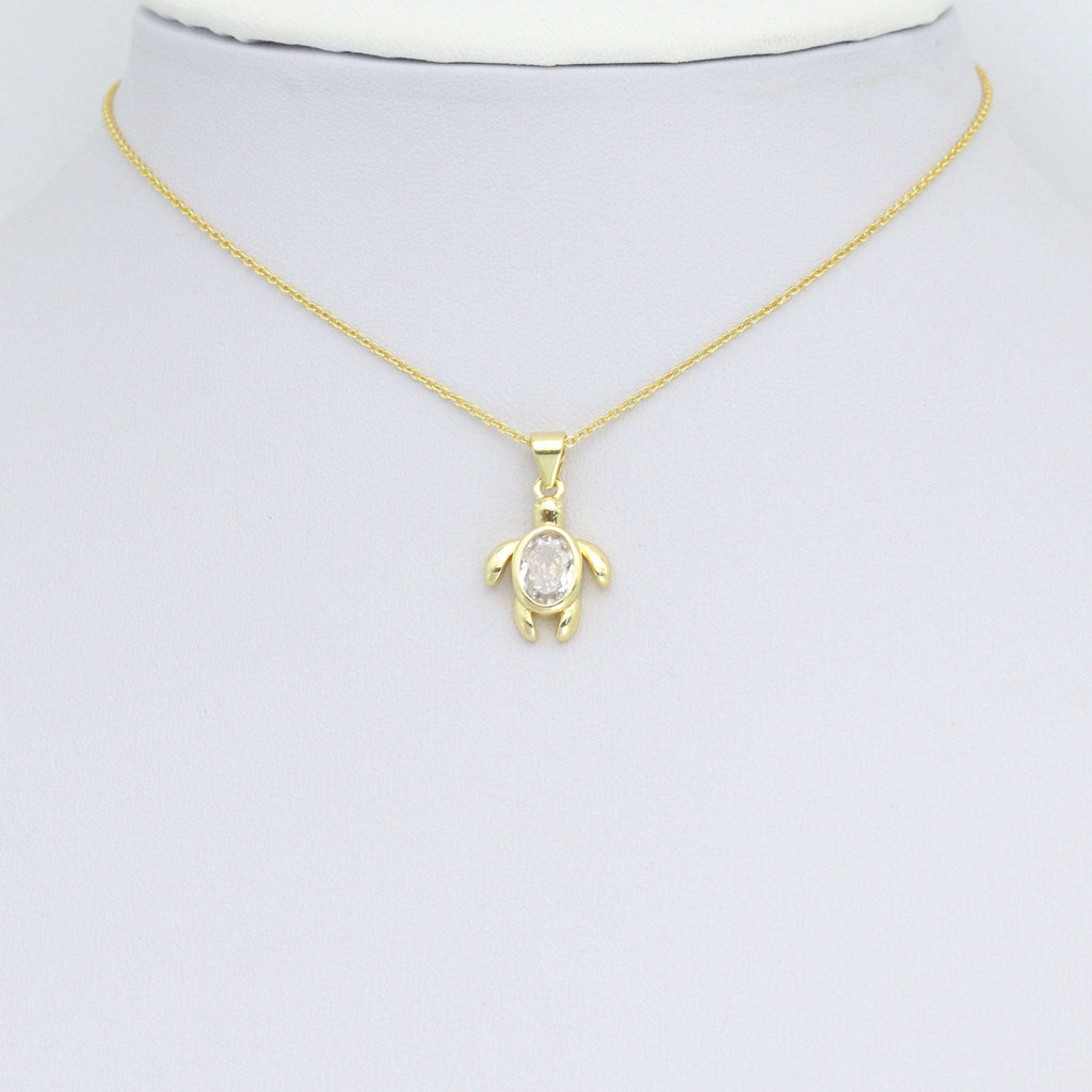 Clear Oval CZ Tortoise Turtle Charm Pendant,Sku#LD716