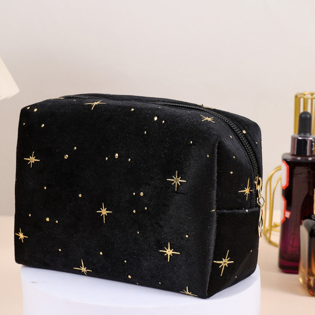 Velvet Cosmetic Bag - Portable Makeup Storage Organizer with Zipper