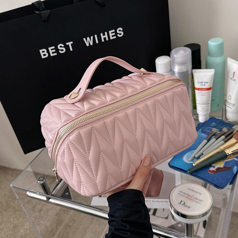 Geometric Print Waterproof Tote Bag - High Capacity PU Leather Storage Bag for Women