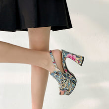 Load image into Gallery viewer, Women's Peep Toe Platform Heels - Thick Sole High Heel Sandals with Buckle Closure