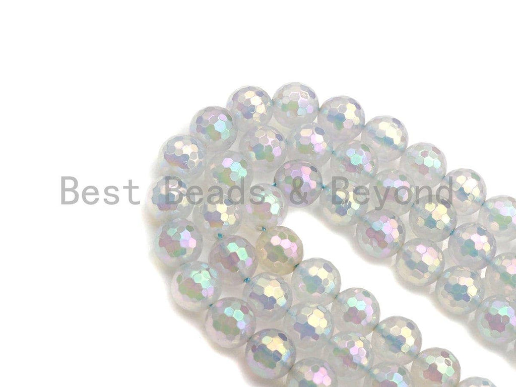 Mystic Plated Rainbow White Agate Beads, Sku#UA59