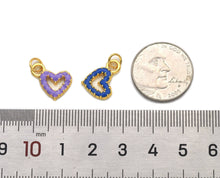 Load image into Gallery viewer, CZ Gold Colorful Enamel Open Heart Charm, Sku#B334C