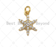 Load image into Gallery viewer, CZ Micro Pave Snowflake Charm/Pendant, Snowflake Shape Charm, Pave Pendant, Gold plated charm,12x16mm, Sku#LK111