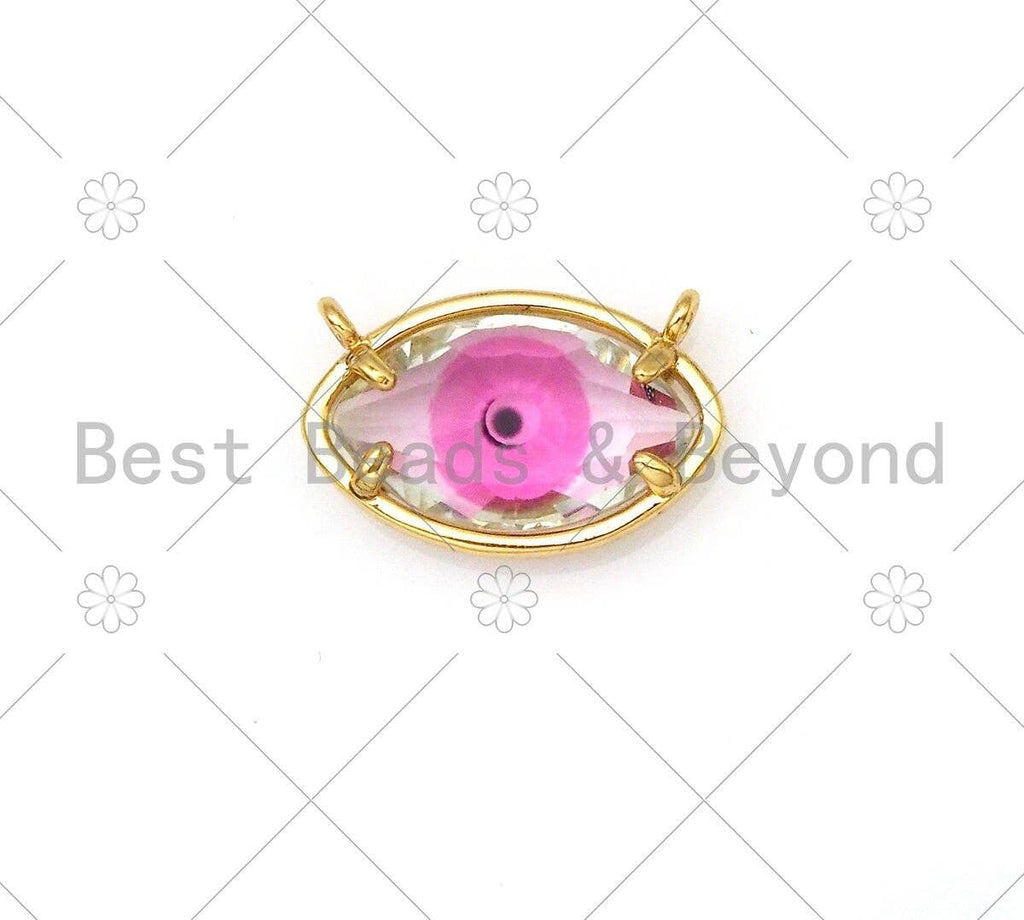 Colorful Evil Eye Shape Pendant/Charm, 18K Gold Filled Glass Quartz Charm, Necklace Bracelet Charm Pendant,13x20mm,Sku#LK393