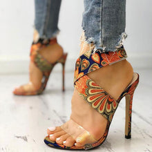 Load image into Gallery viewer, Fashionable Printed Stiletto Heel Plus-Size Women's Sandals - Stylish Round Toe Stiletto Heels