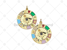 Load image into Gallery viewer, CZ Evil Eye Enamel Charm, 44x48mm,Sku#LK459