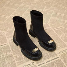 Load image into Gallery viewer, Women's Chunky Heel Martin Boots – Height Increasing Back Zipper Ankle Boots