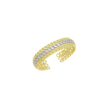 Load image into Gallery viewer, Gold Silver Dual Color Cuban Chain Cuff Adjustable Bracelet, Sku#LK1130