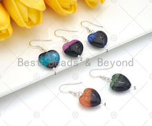 Load image into Gallery viewer, Sterling Silver Natural Druzy Agate Heart Earrings, EF39