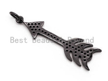 Load image into Gallery viewer, Black CZ Pave On Black Micro Pave Cupid Arrow Charm, Cupid Arrow Beads, Men's Jewelry Findings, Pave Arrow Charm Pendant 8x31mm, sku#F385
