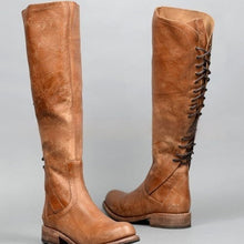 Load image into Gallery viewer, Women's Over-the-Knee Boots | Zip-up Chunky Heel | Synthetic PU | Black &amp; Brown