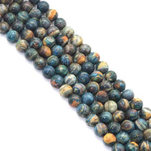 Load image into Gallery viewer, Natural Blue Brown Tibetan Agate Round Smooth Beads, 14mm, Sku#U1557