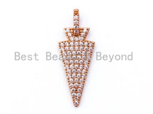 Load image into Gallery viewer, CZ Micro Pave Triangular Pendant with Diamond Bail,11x30mm,Cubic Zirconia Triangle Pave Charm,1PC/2PCS sku#B35