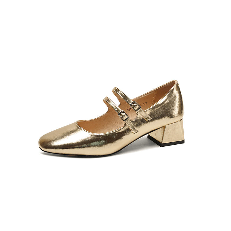 Women's Square Toe Chunky Heel Pumps - Elegant Low Heel Office Shoes
