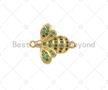 Load image into Gallery viewer, Colorful CZ Micro Pave 3D Bee Shape Connector, 18K Gold Charm, Necklace Bracelet Connector,17x19mm,Sku#LK318