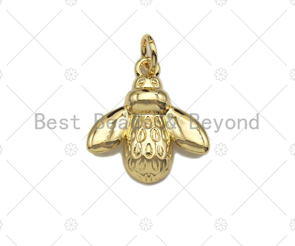 Bee Shape Pendant/Charm, Bee Cubic Zirconia Pendant, Silver/Gold Tone,15x16mm,Sku#L317