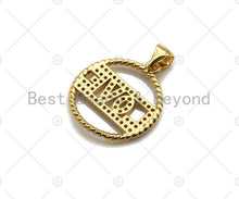 Load image into Gallery viewer, 18k Shiny Gold Love On Round Ring Charms, Gold Ring Charms,Gold Pendant, Round Necklace Charms, 18x20mm, Sku#LK147