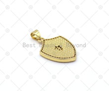 Load image into Gallery viewer, CZ Micro Pave Heart on Shield Shape Pendant, 18K Gold Filled Medallion Charm, Necklace Bracelet Charm,Sku#LK533