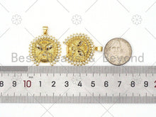Load image into Gallery viewer, CZ Micro Pave Lion Head Shape Pendant,18K Gold Filled Lion Head Charm, Necklace Bracelet Charm Pendant, 27x25mm,Sku#LK414