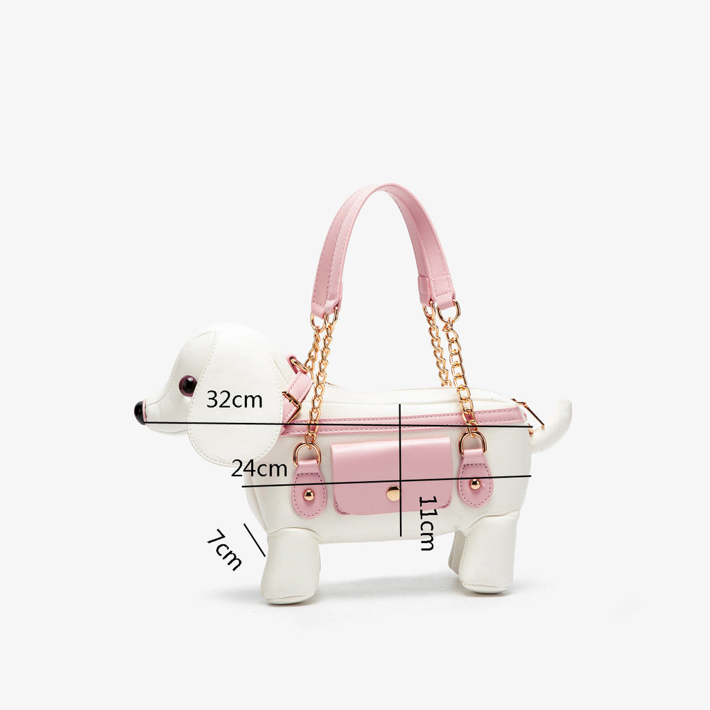 Teddy Dog Shaped Crossbody Bag - Cute Novelty PU Leather Shoulder Bag for Women