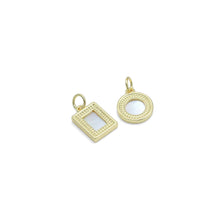 Load image into Gallery viewer, Mop Mother of Pearl Gold Coin Square Pendant Charm,Sku#LX597