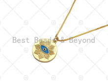 Load image into Gallery viewer, 18K Dainty Gold Enamel Evil Eye Flower On Round Coin Shape Pendant/Charm,Medallion Charm, Necklace Bracelet Charm Pendant,20x22mm,Sku#L518