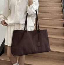 Load image into Gallery viewer, Retro Matte Large-Capacity Tote Bag for Women – Soft Polyester Shoulder Bag